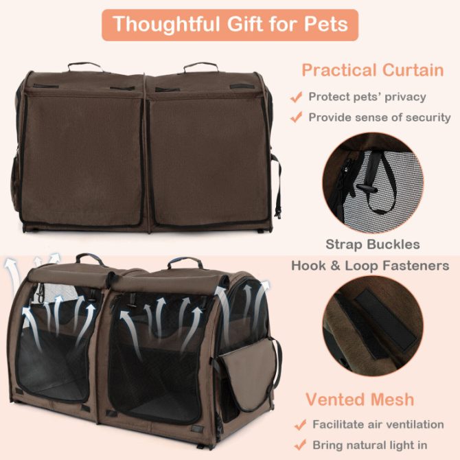 Double Compartment Pet Carrier with 2 Removable Hammocks - Image 17