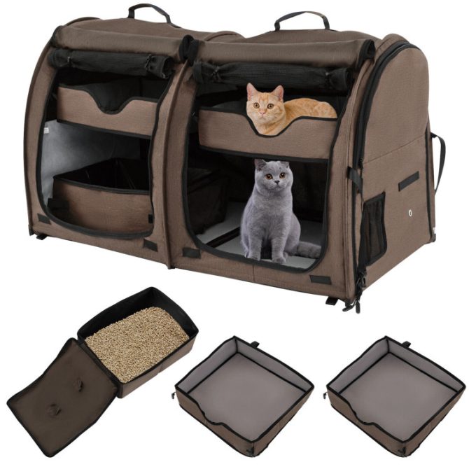 Double Compartment Pet Carrier with 2 Removable Hammocks - Image 11
