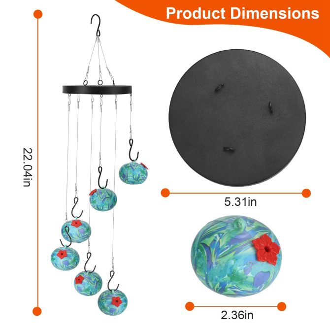 Wind Chimes Humming Bird Feeder Ant and Bee Proof Outdoor Hanging Hummingbird Feeder For Viewing Decoration For Garden Patio Yard Balcony - Image 7