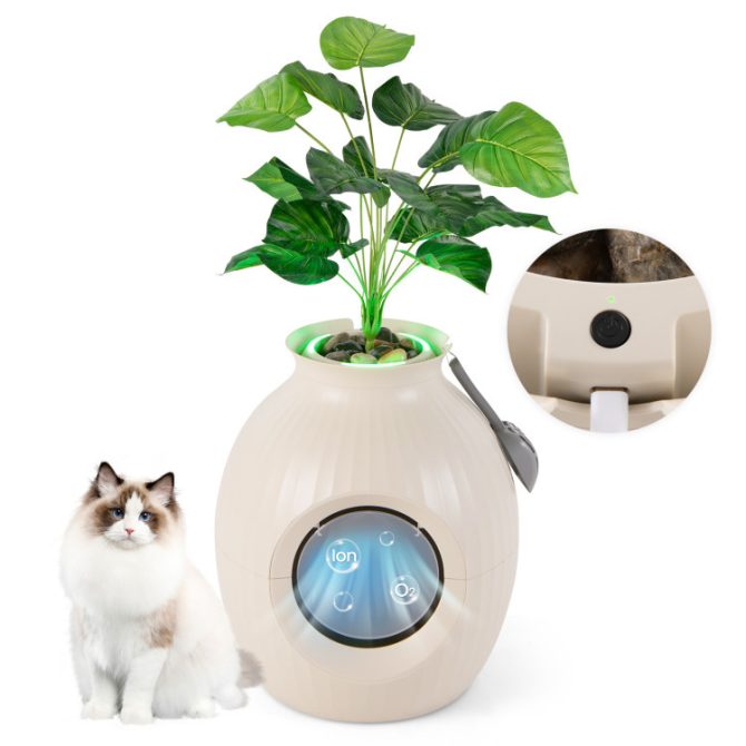 Smart Plant Cat Litter Box with Electronic Odor Removal & Sterilization - Image 4