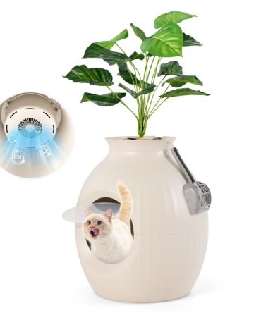 Smart Plant Cat Litter Box with Electronic Odor Removal & Sterilization