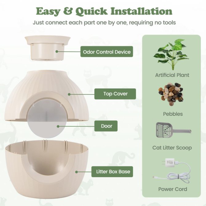Smart Plant Cat Litter Box with Electronic Odor Removal & Sterilization - Image 7