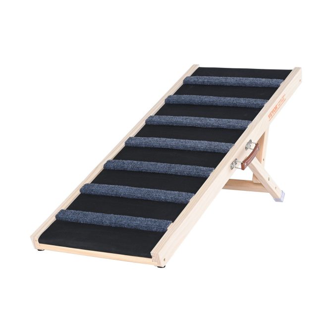 VEVOR Dog Ramp, Folding Pet Ramp for Bed, Adjustable Dog Ramp for Small, Large, Old Dogs & Cats, Wooden Pet Ramp with 39.3" Long Ramp, Adjustable from 15" to 22", Suitable for Couch, Sofa, Car - Image 11