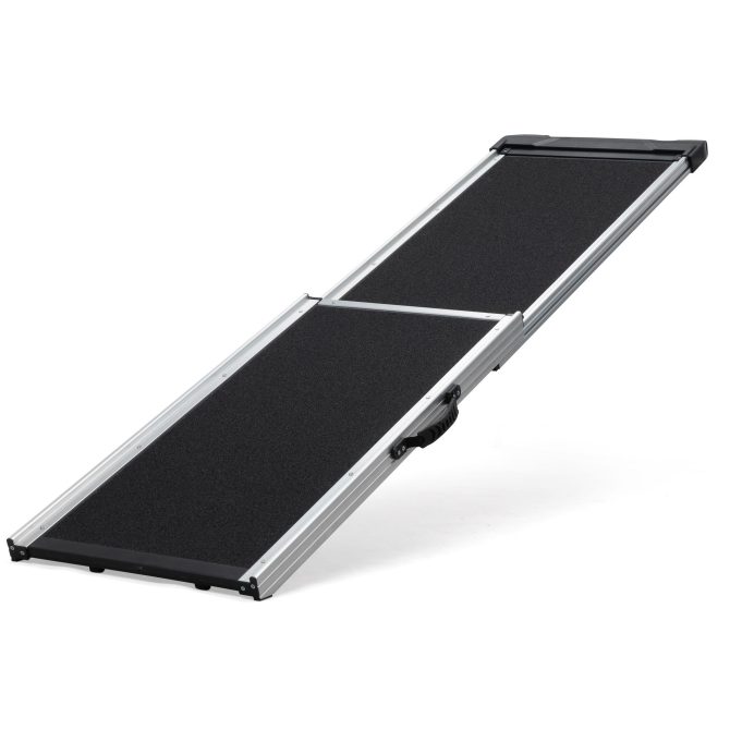 Foldable Aluminum Dog Car Step Ramp, Dog Ramp Climbing Ladder with PVC Handle, Non-slip Foot Mats for Most Sized Dogs, Pet Ramp Ladder, Black - Image 4