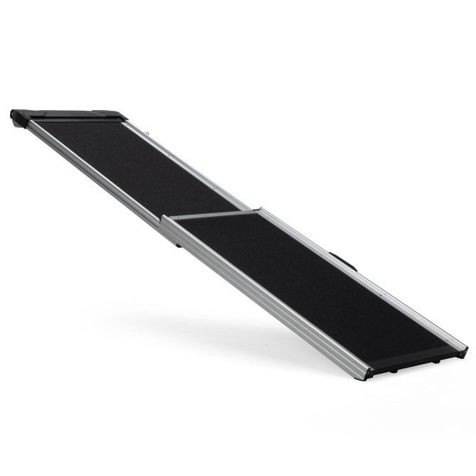 Foldable Aluminum Dog Car Step Ramp, Dog Ramp Climbing Ladder with PVC Handle, Non-slip Foot Mats for Most Sized Dogs, Pet Ramp Ladder, Black - Image 5