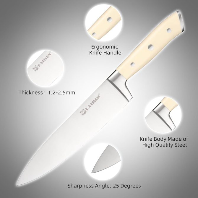 16 Piece German Stainless Steel Knife Set With Block, ABS Ergonomic Handle Chef Knives, Sharpener and Shears for Chopping, Slicing and Cutting - Image 3