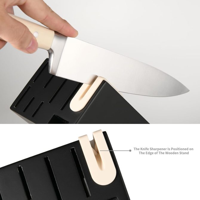 16 Piece German Stainless Steel Knife Set With Block, ABS Ergonomic Handle Chef Knives, Sharpener and Shears for Chopping, Slicing and Cutting - Image 4