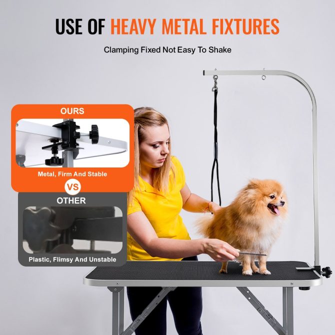 VEVOR Pet Grooming Table Arm with Clamp, 36''x24'' Dog Grooming Station, Foldable Pets Grooming Stand for Medium and Small Dogs, Free No Sit Haunch Holder with Grooming Loop, Bearing 330lbs - Image 3