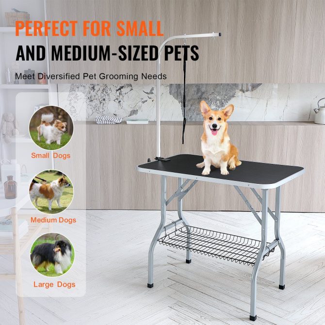 VEVOR Pet Grooming Table Arm with Clamp, 36''x24'' Dog Grooming Station, Foldable Pets Grooming Stand for Medium and Small Dogs, Free No Sit Haunch Holder with Grooming Loop, Bearing 330lbs - Image 6