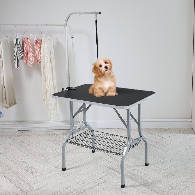 VEVOR Pet Grooming Table Arm with Clamp, 36''x24'' Dog Grooming Station, Foldable Pets Grooming Stand for Medium and Small Dogs, Free No Sit Haunch Holder with Grooming Loop, Bearing 330lbs - Image 8