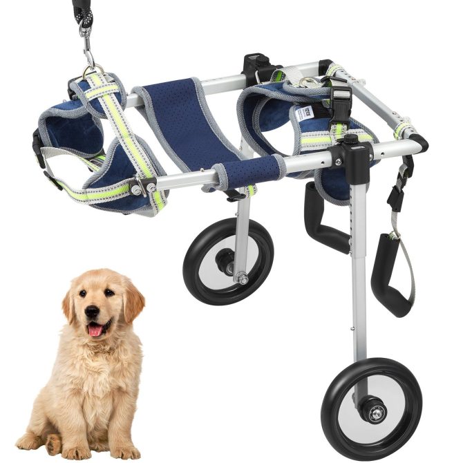 VEVOR 2 Wheels Dog Wheelchair for Back Legs, Pet Wheelchair Lightweight & Adjustable Assisting in Healing, Dog Cart/Wheelchair for Injured, Disabled, Paralysis, Hind Limb Weak Pet(XS)