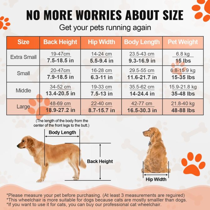 VEVOR 2 Wheels Dog Wheelchair for Back Legs, Pet Wheelchair Lightweight & Adjustable Assisting in Healing, Dog Cart/Wheelchair for Injured, Disabled, Paralysis, Hind Limb Weak Pet(L) - Image 3