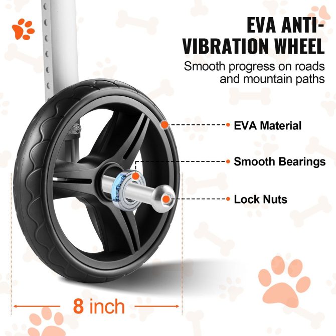 VEVOR 2 Wheels Dog Wheelchair for Back Legs, Pet Wheelchair Lightweight & Adjustable Assisting in Healing, Dog Cart/Wheelchair for Injured, Disabled, Paralysis, Hind Limb Weak Pet(L) - Image 6