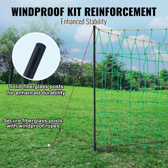 VEVOR Electric Fence Netting, 35" H x 164' L, PE Net Fencing with Posts & Double-Spiked Stakes, Utility Portable Mesh for Goats, Sheep, Lambs, Deer, Hogs, Dogs, Used in Backyards, Farms, and Ranches - Image 3