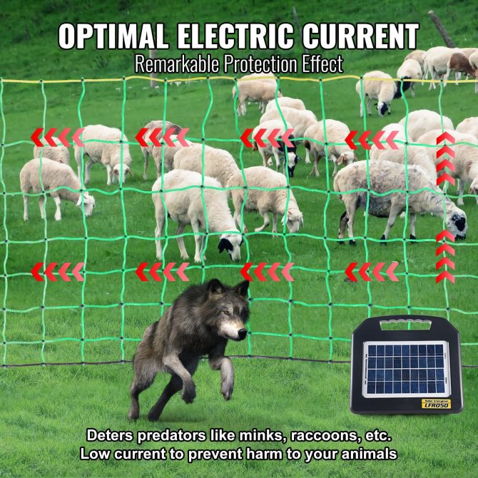 VEVOR Electric Fence Netting, 35" H x 164' L, PE Net Fencing with Posts & Double-Spiked Stakes, Utility Portable Mesh for Goats, Sheep, Lambs, Deer, Hogs, Dogs, Used in Backyards, Farms, and Ranches - Image 5