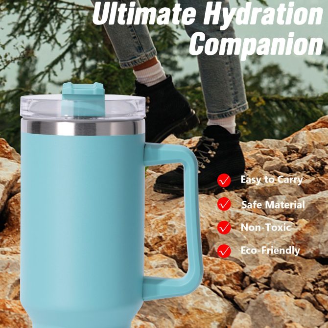 40oz large capacity tumbler, With Handle And Straw Lid, Insulated Reusable Stainless Steel Water Bottles Travel Mug Coffee Cup car cup water cup For Men Women Outdoor Camping Driving,  gift - Image 43