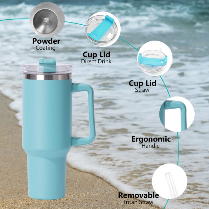 40oz large capacity tumbler, With Handle And Straw Lid, Insulated Reusable Stainless Steel Water Bottles Travel Mug Coffee Cup car cup water cup For Men Women Outdoor Camping Driving,  gift - Image 44