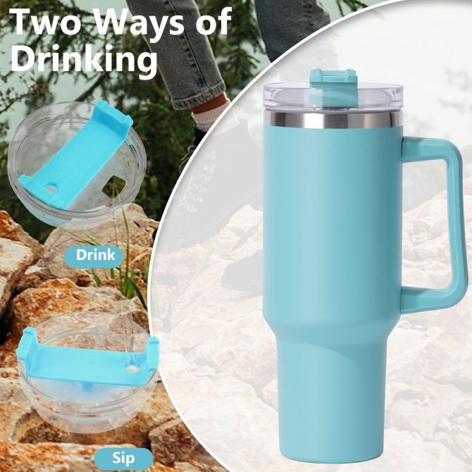 40oz large capacity tumbler, With Handle And Straw Lid, Insulated Reusable Stainless Steel Water Bottles Travel Mug Coffee Cup car cup water cup For Men Women Outdoor Camping Driving,  gift - Image 45