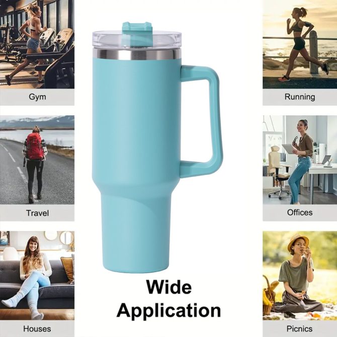 40oz large capacity tumbler, With Handle And Straw Lid, Insulated Reusable Stainless Steel Water Bottles Travel Mug Coffee Cup car cup water cup For Men Women Outdoor Camping Driving,  gift - Image 46