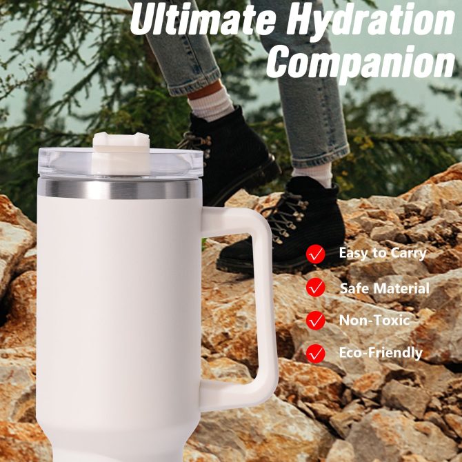 40oz large capacity tumbler, With Handle And Straw Lid, Insulated Reusable Stainless Steel Water Bottles Travel Mug Coffee Cup car cup water cup For Men Women Outdoor Camping Driving,  gift - Image 11