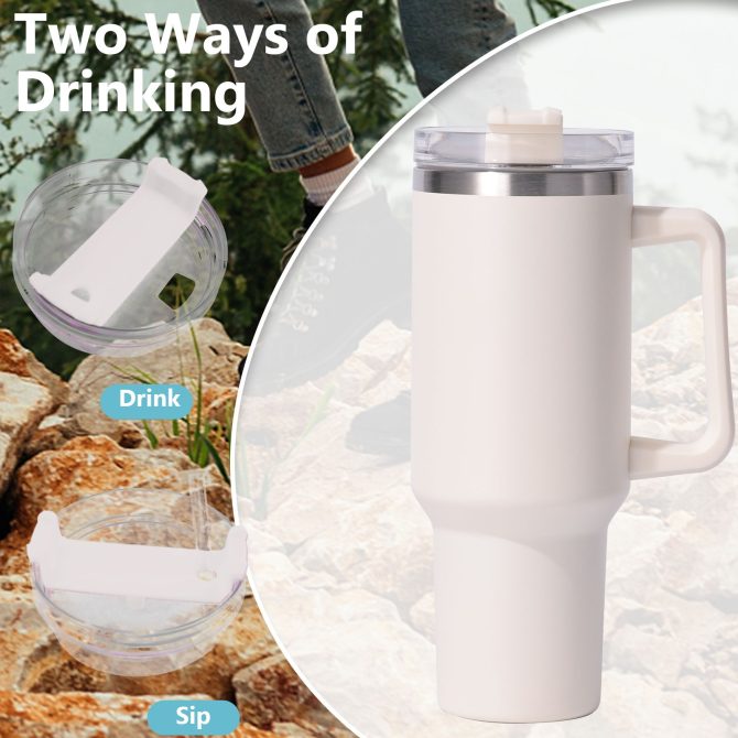 40oz large capacity tumbler, With Handle And Straw Lid, Insulated Reusable Stainless Steel Water Bottles Travel Mug Coffee Cup car cup water cup For Men Women Outdoor Camping Driving,  gift - Image 13