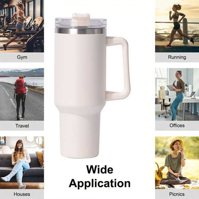 40oz large capacity tumbler, With Handle And Straw Lid, Insulated Reusable Stainless Steel Water Bottles Travel Mug Coffee Cup car cup water cup For Men Women Outdoor Camping Driving,  gift - Image 14
