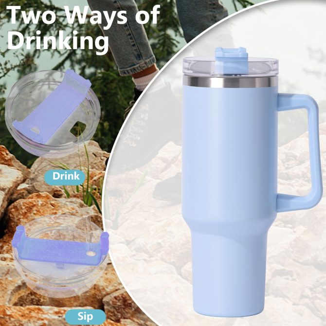 40oz large capacity tumbler, With Handle And Straw Lid, Insulated Reusable Stainless Steel Water Bottles Travel Mug Coffee Cup car cup water cup For Men Women Outdoor Camping Driving,  gift - Image 5