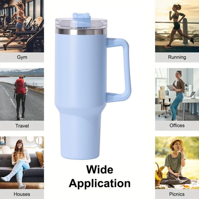 40oz large capacity tumbler, With Handle And Straw Lid, Insulated Reusable Stainless Steel Water Bottles Travel Mug Coffee Cup car cup water cup For Men Women Outdoor Camping Driving,  gift - Image 6