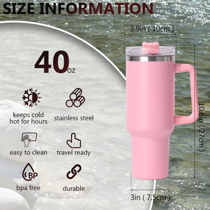 40oz large capacity tumbler, With Handle And Straw Lid, Insulated Reusable Stainless Steel Water Bottles Travel Mug Coffee Cup car cup water cup For Men Women Outdoor Camping Driving,  gift - Image 18