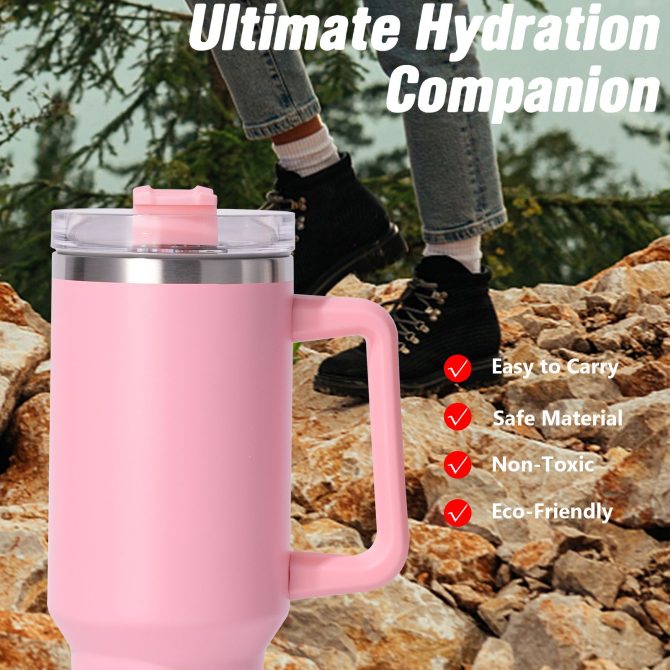 40oz large capacity tumbler, With Handle And Straw Lid, Insulated Reusable Stainless Steel Water Bottles Travel Mug Coffee Cup car cup water cup For Men Women Outdoor Camping Driving,  gift - Image 19