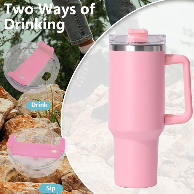 40oz large capacity tumbler, With Handle And Straw Lid, Insulated Reusable Stainless Steel Water Bottles Travel Mug Coffee Cup car cup water cup For Men Women Outdoor Camping Driving,  gift - Image 21