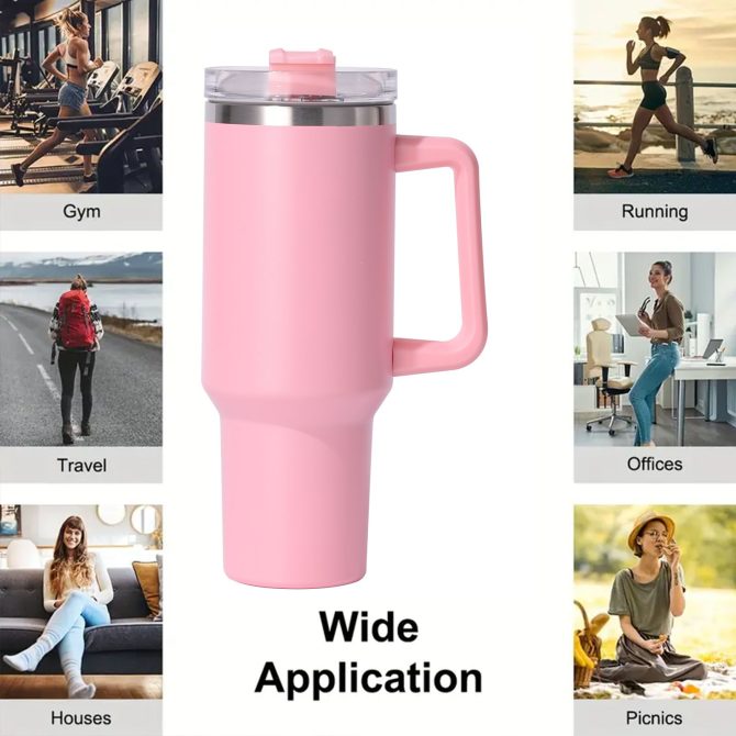 40oz large capacity tumbler, With Handle And Straw Lid, Insulated Reusable Stainless Steel Water Bottles Travel Mug Coffee Cup car cup water cup For Men Women Outdoor Camping Driving,  gift - Image 22