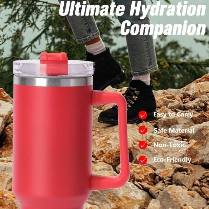 40oz large capacity tumbler, With Handle And Straw Lid, Insulated Reusable Stainless Steel Water Bottles Travel Mug Coffee Cup car cup water cup For Men Women Outdoor Camping Driving,  gift - Image 35