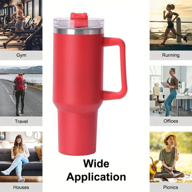 40oz large capacity tumbler, With Handle And Straw Lid, Insulated Reusable Stainless Steel Water Bottles Travel Mug Coffee Cup car cup water cup For Men Women Outdoor Camping Driving,  gift - Image 38