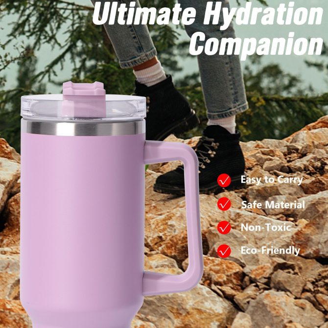 40oz large capacity tumbler, With Handle And Straw Lid, Insulated Reusable Stainless Steel Water Bottles Travel Mug Coffee Cup car cup water cup For Men Women Outdoor Camping Driving,  gift - Image 27