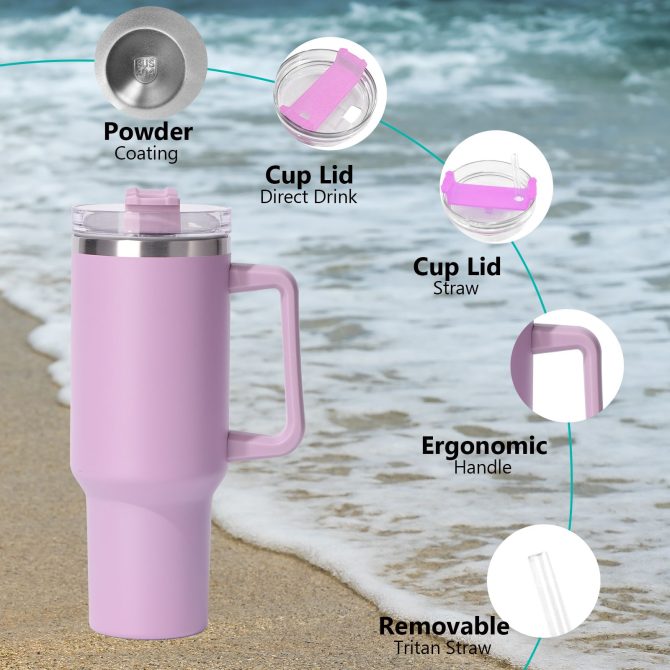 40oz large capacity tumbler, With Handle And Straw Lid, Insulated Reusable Stainless Steel Water Bottles Travel Mug Coffee Cup car cup water cup For Men Women Outdoor Camping Driving,  gift - Image 28