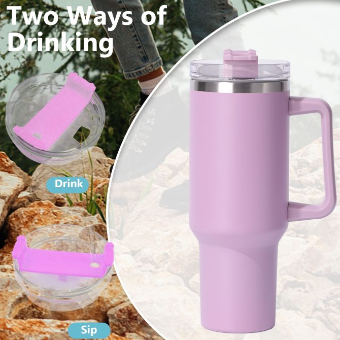 40oz large capacity tumbler, With Handle And Straw Lid, Insulated Reusable Stainless Steel Water Bottles Travel Mug Coffee Cup car cup water cup For Men Women Outdoor Camping Driving,  gift - Image 29