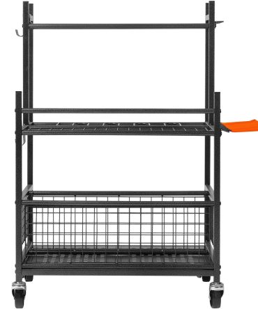 VEVOR Garden Tool Organizer, 16 Slots with Hooks, Yard Tool Tower Rack with Wheels for Garage Organization and Storage, Hold Long-Handled Tool/Rake/Broom, Metal Tool Stand Holder for Shed, Outdoor