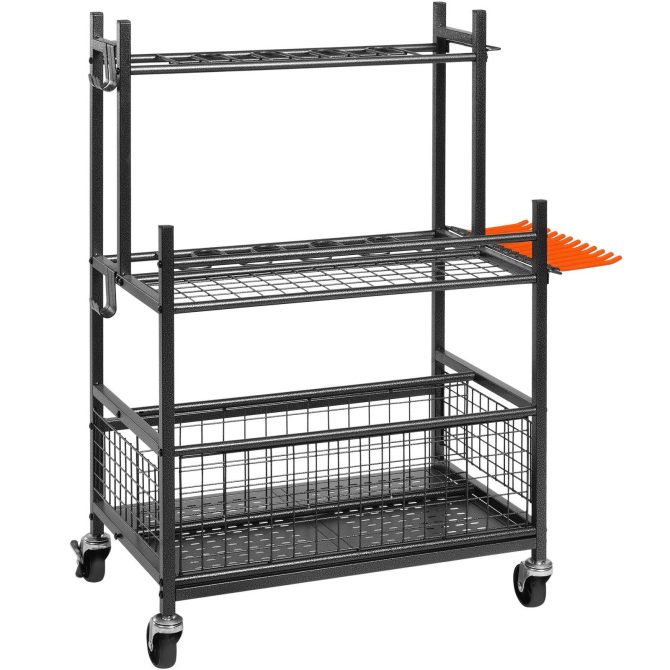 VEVOR Garden Tool Organizer, 16 Slots with Hooks, Yard Tool Tower Rack with Wheels for Garage Organization and Storage, Hold Long-Handled Tool/Rake/Broom, Metal Tool Stand Holder for Shed, Outdoor - Image 10