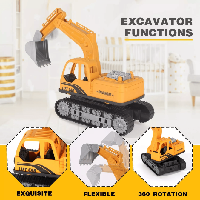 Jiakora Construction Vehicle Toy Truck w/Play Mat Road Signs, Dump Trucks, Excavator, Cement Mixer Trucks, Crane, Engineering Vehicles Toys Set for 3 4 5 6 Years Old Toddlers Kids Boys & Girls - Image 4