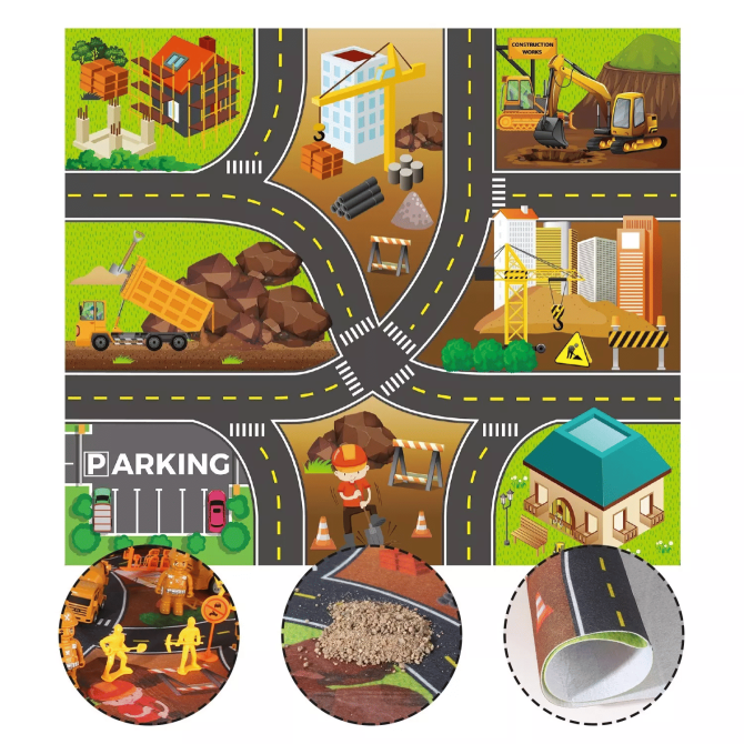 Jiakora Construction Vehicle Toy Truck w/Play Mat Road Signs, Dump Trucks, Excavator, Cement Mixer Trucks, Crane, Engineering Vehicles Toys Set for 3 4 5 6 Years Old Toddlers Kids Boys & Girls - Image 5