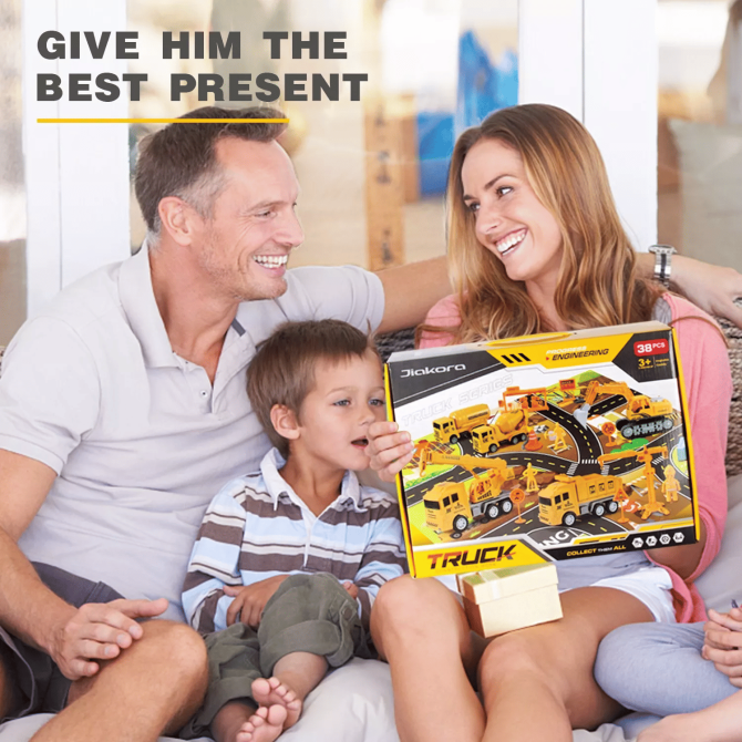 Jiakora Construction Vehicle Toy Truck w/Play Mat Road Signs, Dump Trucks, Excavator, Cement Mixer Trucks, Crane, Engineering Vehicles Toys Set for 3 4 5 6 Years Old Toddlers Kids Boys & Girls - Image 8