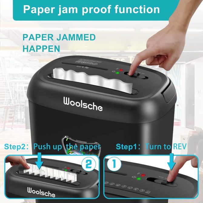 Cross Cut Paper Shredder,High-Performance,14-Sheet Capacity,6.6 Gallon Basket,P-4 Security-Jam Proof Heavy Duty Shredder for Home and Office - Image 3