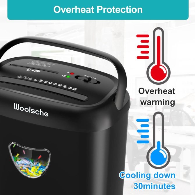Cross Cut Paper Shredder,High-Performance,14-Sheet Capacity,6.6 Gallon Basket,P-4 Security-Jam Proof Heavy Duty Shredder for Home and Office - Image 4