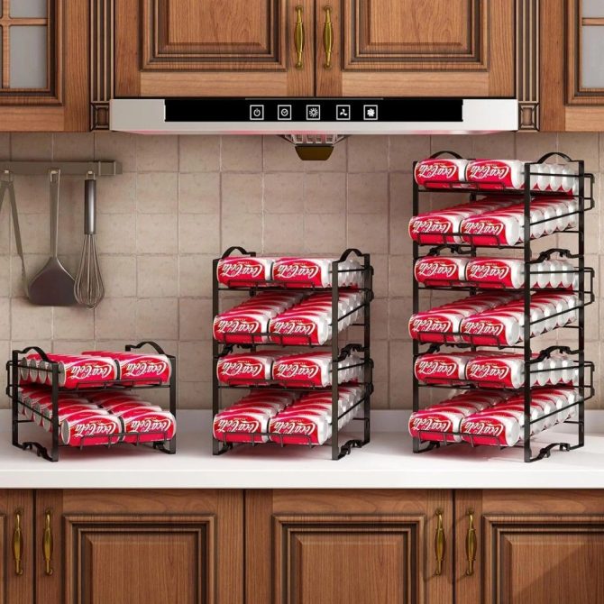 4 Tiers Can Organizer Rack, 48 Cans Soda Can Dispenser Organizer for Refrigerator, Set of 2 Stackable Beverage Dispenser Rack - Image 4