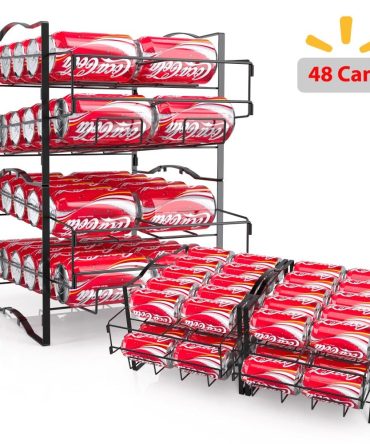 4 Tiers Can Organizer Rack, 48 Cans Soda Can Dispenser Organizer for Refrigerator, Set of 2 Stackable Beverage Dispenser Rack