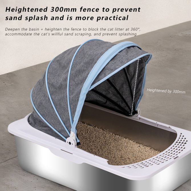 005007HSMSP-ZDDP Stainless Steel Cat Litter Box with Lid, Extra Large Metal Litter Box for big cats, Litter box Includes Litter Scoop Scoop Holder Footpad Easy Cleaning Non-Sticky