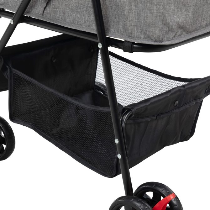 Foldable Pet Stroller, Small Dog Cat Stroller with Storage Basket for Small Puppies, Gray and Black - Image 16