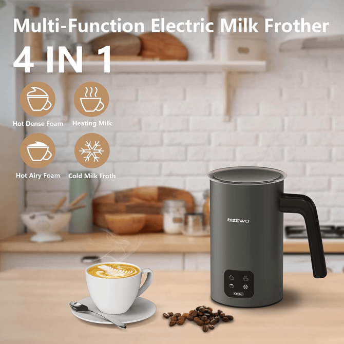 300W Multifunctional cold / hot milk foam 300ml Fully Automatic Milk Heater 360° rotating base SUS304 without BPA adjustable temperature and thickness cappuccino chocolate protein powder mixer cold - Image 16