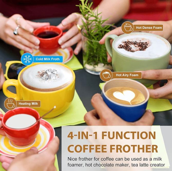 300W Multifunctional cold / hot milk foam 300ml Fully Automatic Milk Heater 360° rotating base SUS304 without BPA adjustable temperature and thickness cappuccino chocolate protein powder mixer cold - Image 23